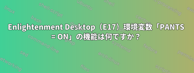 Enlightenment Desktop（E17）環境変数「PANTS = ON」の機能は何ですか？