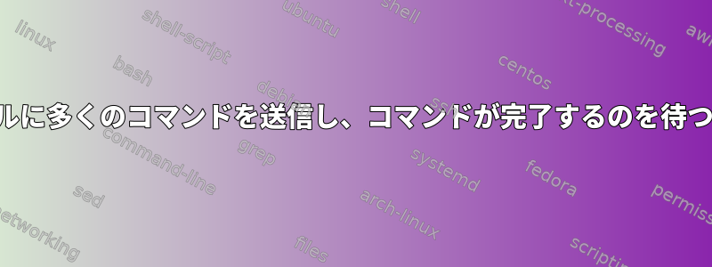 シェルに多くのコマンドを送信し、コマンドが完了するのを待つ方法