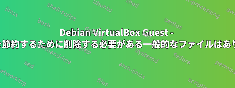 Debian VirtualBox Guest - スペースを節約するために削除する必要がある一般的なファイルはありますか？