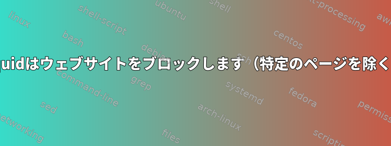 Squidはウェブサイトをブロックします（特定のページを除く）