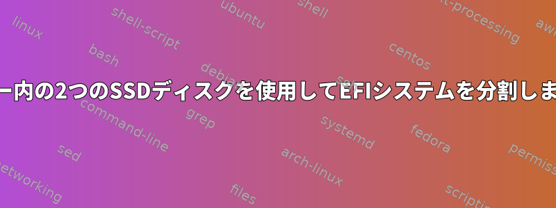 ミラー内の2つのSSDディスクを使用してEFIシステムを分割します。