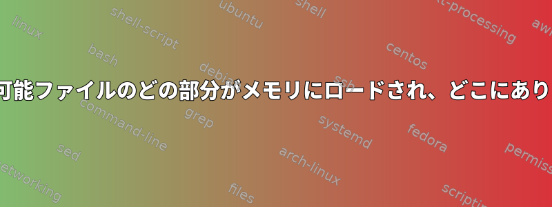 ELF実行可能ファイルのどの部分がメモリにロードされ、どこにありますか？