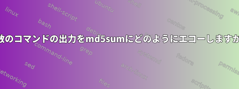 複数のコマンドの出力をmd5sumにどのようにエコーしますか？