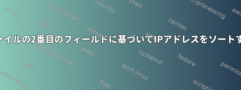 ファイルの2番目のフィールドに基づいてIPアドレスをソートする