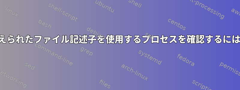 与えられたファイル記述子を使用するプロセスを確認するには？