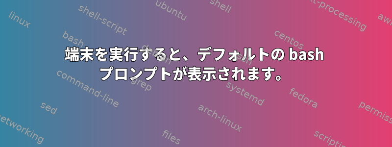 端末を実行すると、デフォルトの bash プロンプトが表示されます。