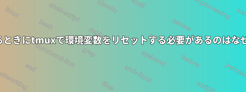 再接続するときにtmuxで環境変数をリセットする必要があるのはなぜですか？