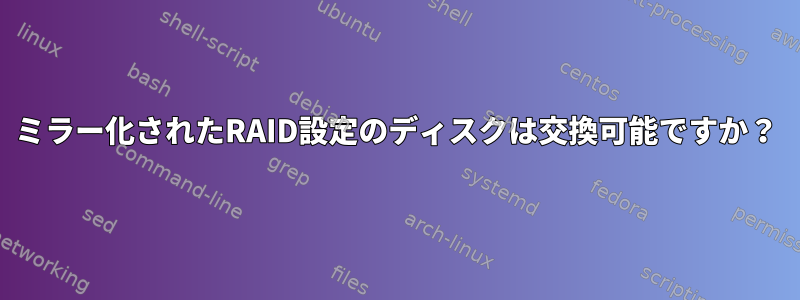 ミラー化されたRAID設定のディスクは交換可能ですか？