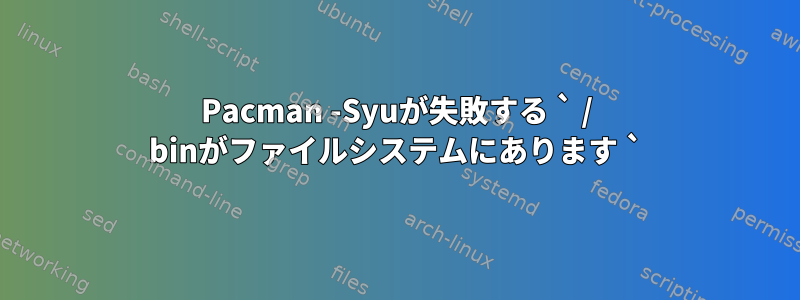 Pacman -Syuが失敗する ` / binがファイルシステムにあります `