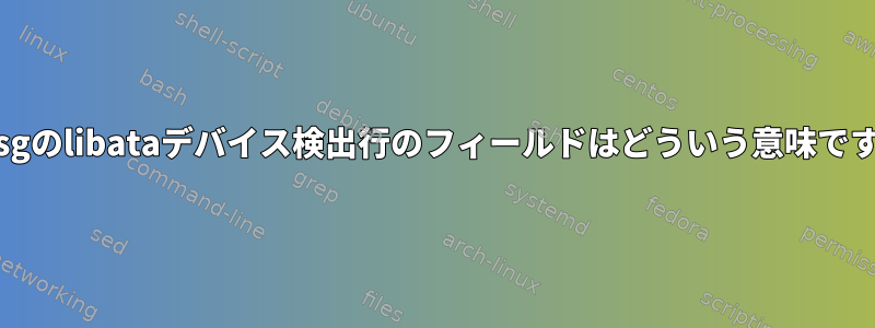 dmesgのlibataデバイス検出行のフィールドはどういう意味ですか？