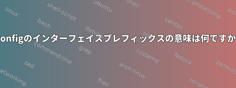 ifconfigのインターフェイスプレフィックスの意味は何ですか？