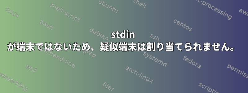 stdin が端末ではないため、疑似端末は割り当てられません。