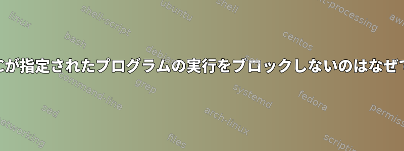 NOEXECが指定されたプログラムの実行をブロックしないのはなぜですか？