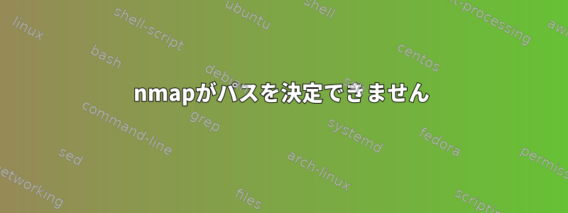 nmapがパスを決定できません