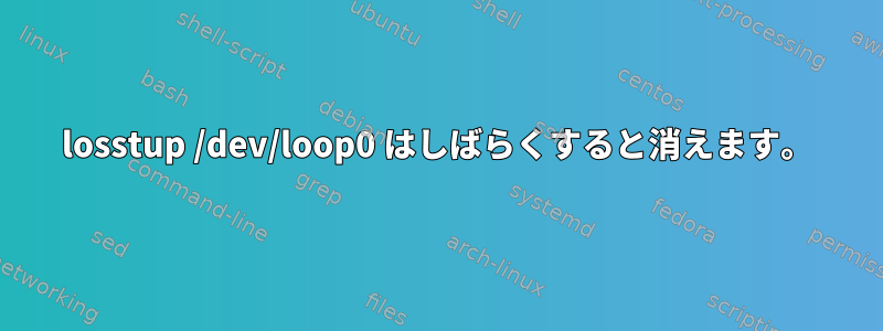 losstup /dev/loop0 はしばらくすると消えます。