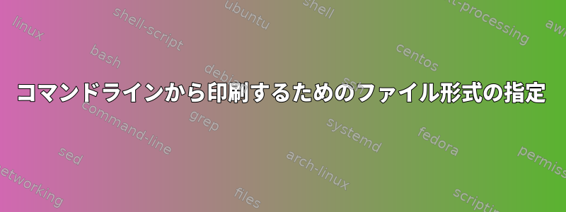 コマンドラインから印刷するためのファイル形式の指定