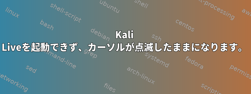 Kali Liveを起動できず、カーソルが点滅したままになります。