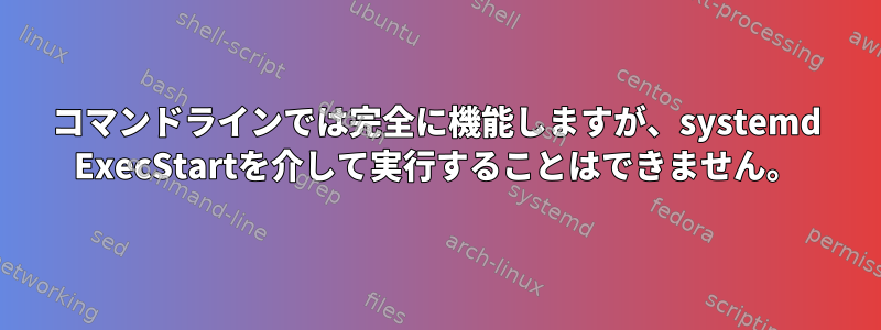 コマンドラインでは完全に機能しますが、systemd ExecStartを介して実行することはできません。