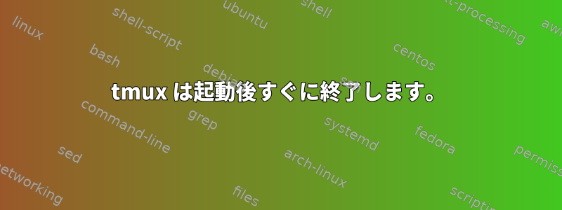 tmux は起動後すぐに終了します。