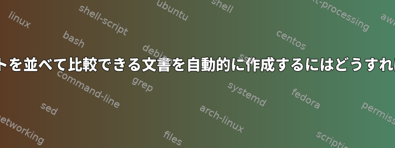 4つの.pngファイルのリストを並べて比較できる文書を自動的に作成するにはどうすればよいですか？