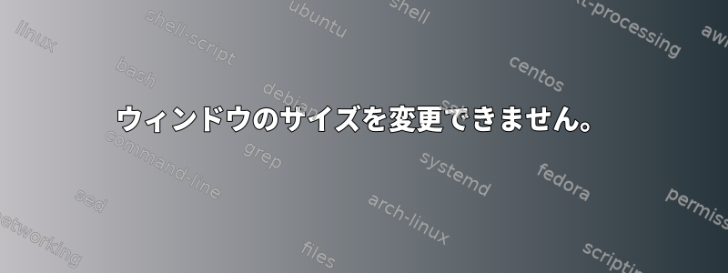 ウィンドウのサイズを変更できません。