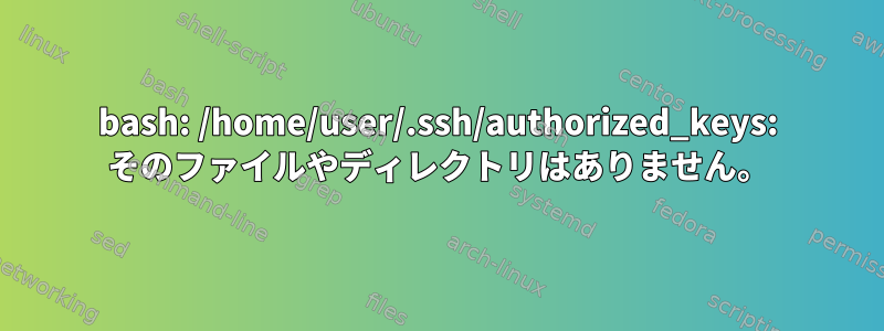 bash: /home/user/.ssh/authorized_keys: そのファイルやディレクトリはありません。