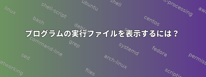 プログラムの実行ファイルを表示するには？