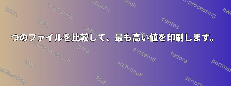 3つのファイルを比較して、最も高い値を印刷します。