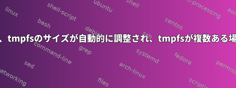 RAM容量が変わると、tmpfsのサイズが自動的に調整され、tmpfsが複数ある場合に競合しますか？