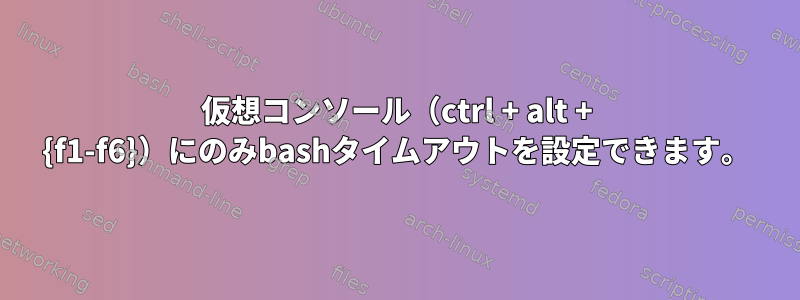 仮想コンソール（ctrl + alt + {f1-f6}）にのみbashタイムアウトを設定できます。