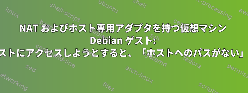 NAT およびホスト専用アダプタを持つ仮想マシン Debian ゲスト: ゲストがホストにアクセスしようとすると、「ホストへのパスがない」が発生する