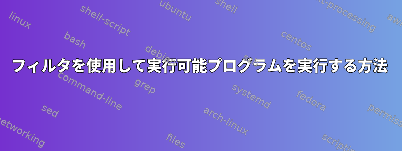 フィルタを使用して実行可能プログラムを実行する方法