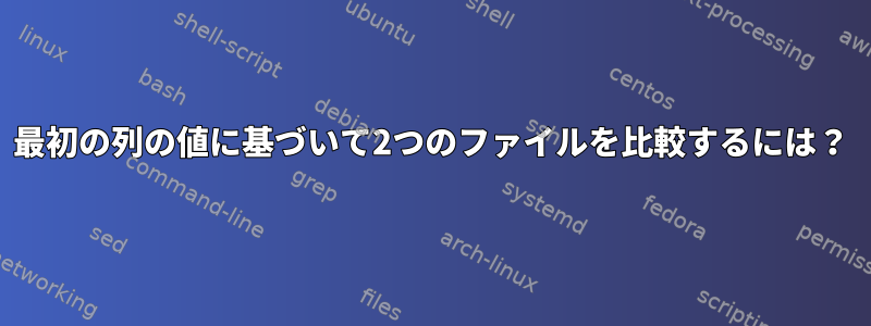 最初の列の値に基づいて2つのファイルを比較するには？