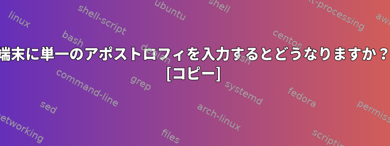 端末に単一のアポストロフィを入力するとどうなりますか？ [コピー]