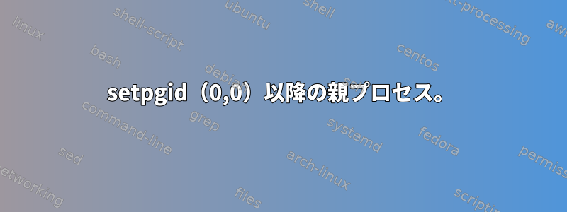 setpgid（0,0）以降の親プロセス。