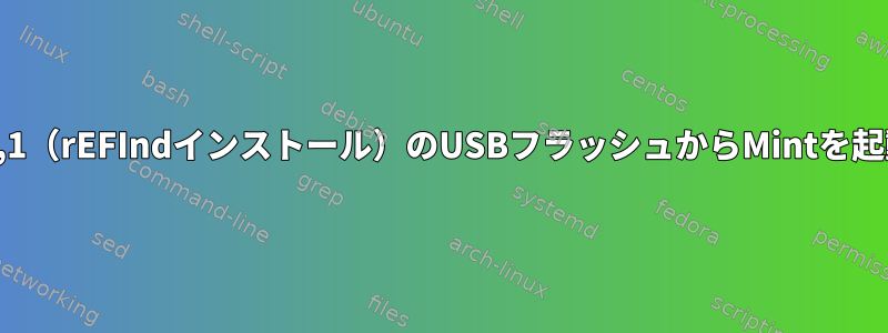macmini3,1（rEFIndインストール）のUSBフラッシュからMintを起動します。