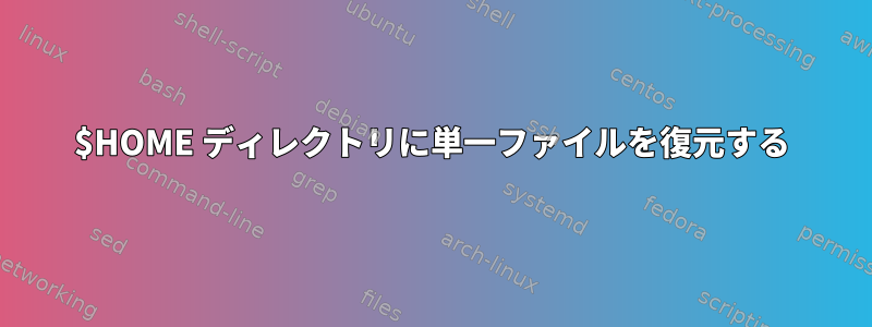 $HOME ディレクトリに単一ファイルを復元する