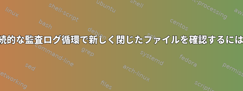 継続的な監査ログ循環で新しく閉じたファイルを確認するには？