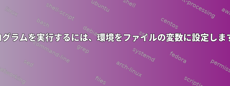 プログラムを実行するには、環境をファイルの変数に設定します。