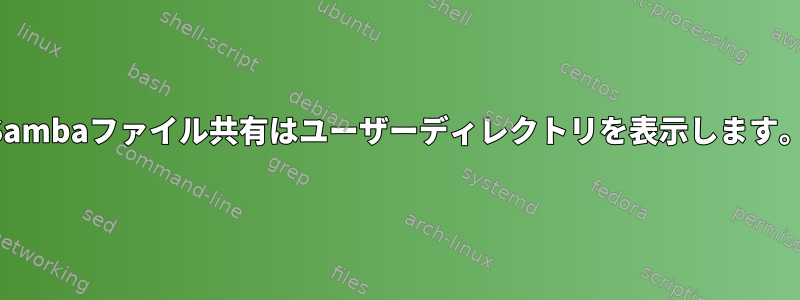 Sambaファイル共有はユーザーディレクトリを表示します。