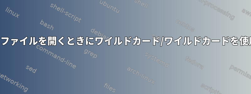 端末でファイルを開くときにワイルドカード/ワイルドカードを使用する