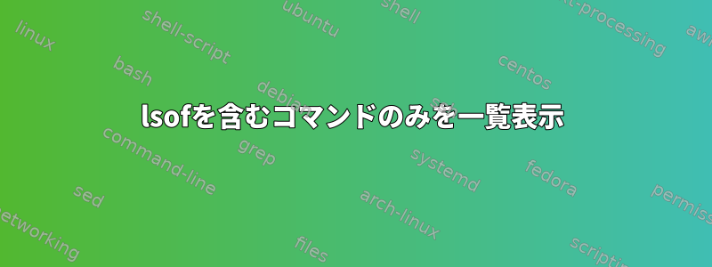 lsofを含むコマンドのみを一覧表示