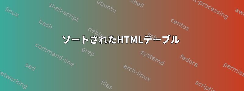 ソートされたHTMLテーブル