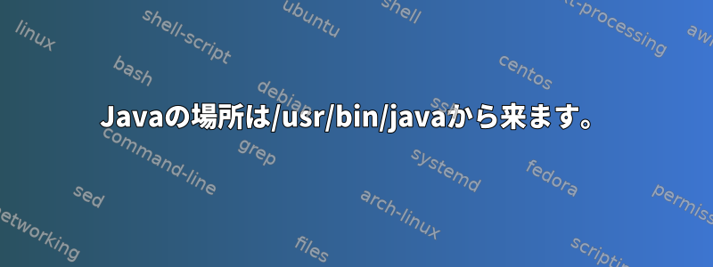 Javaの場所は/usr/bin/javaから来ます。