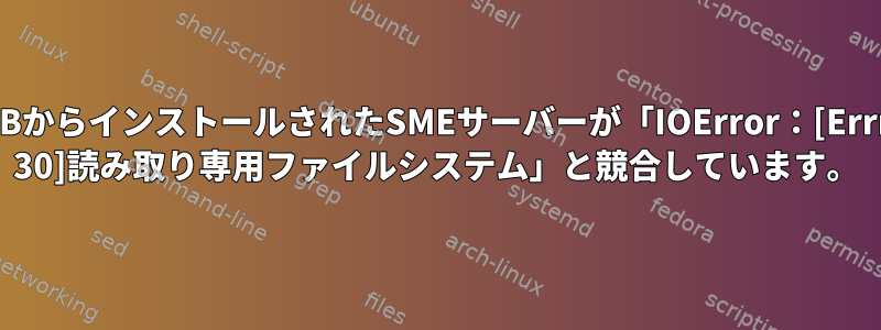 USBからインストールされたSMEサーバーが「IOError：[Errno 30]読み取り専用ファイルシステム」と競合しています。