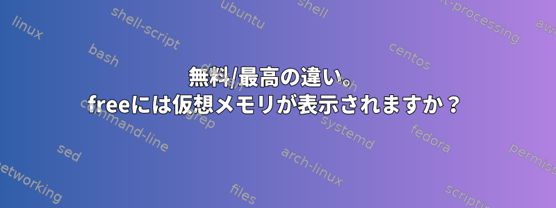 無料/最高の違い。 freeには仮想メモリが表示されますか？