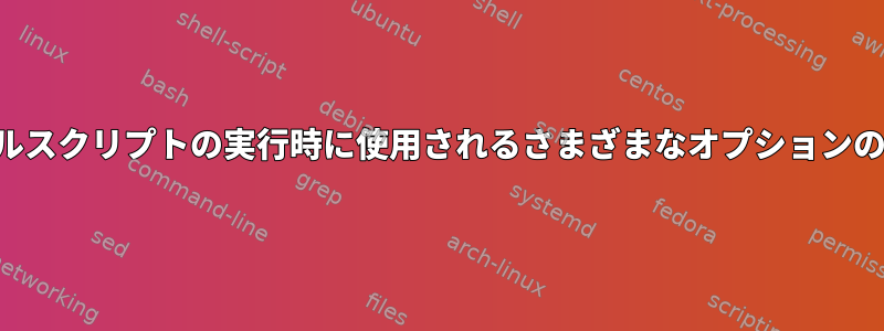 シェルスクリプトの実行時に使用されるさまざまなオプションの意味