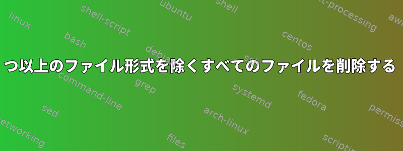 1つ以上のファイル形式を除くすべてのファイルを削除する