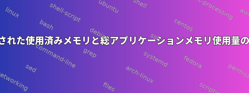 報告された使用済みメモリと総アプリケーションメモリ使用量の違い