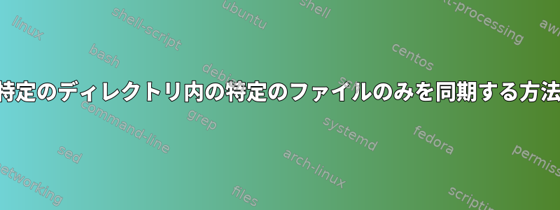 特定のディレクトリ内の特定のファイルのみを同期する方法